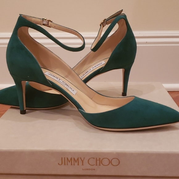 Jimmy Choo Lucy 65 Suede d'orsay Ankle Strap Pumps - Picture 4 of 5
